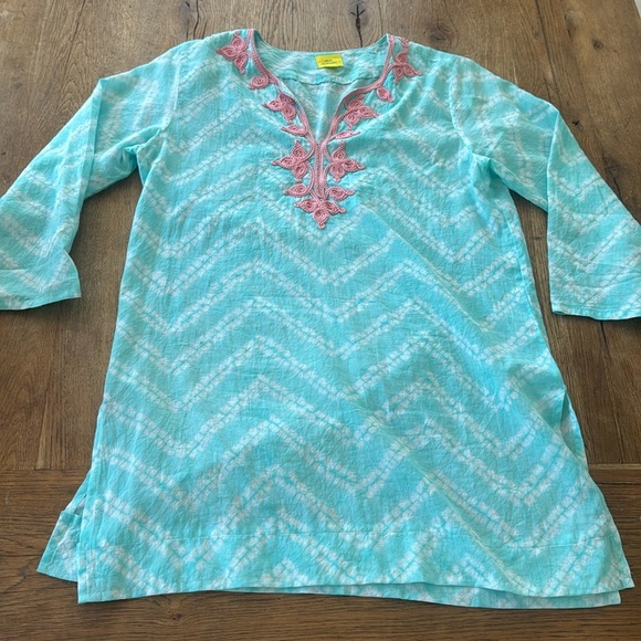 Roller Rabbit Cotton Embroidered Swim Cover-Up Tunic - Picture 1 of 7